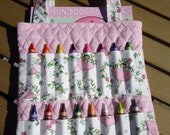 Lovely Whimisical Fairies and Flowers on a Pink Crayon Tote, complete with Strawberry Shortcake Colouring Book.  Ready to Ship