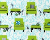 Perfectly Perched by Laurie Wisbrun for Robert Kaufman: Chairs and Birds AWN-12848-270  in Meadow Fat Quarter Cut