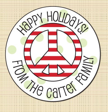 Holiday Gift Stickers Personalized, Peace Christmas, Christmas Stickers, Holiday Party Favor Stickers, Christmas Gift Tags