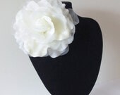 Large Organza Flower Brooch, IVORY, Sash Flower, Headpiece, Dress accessories