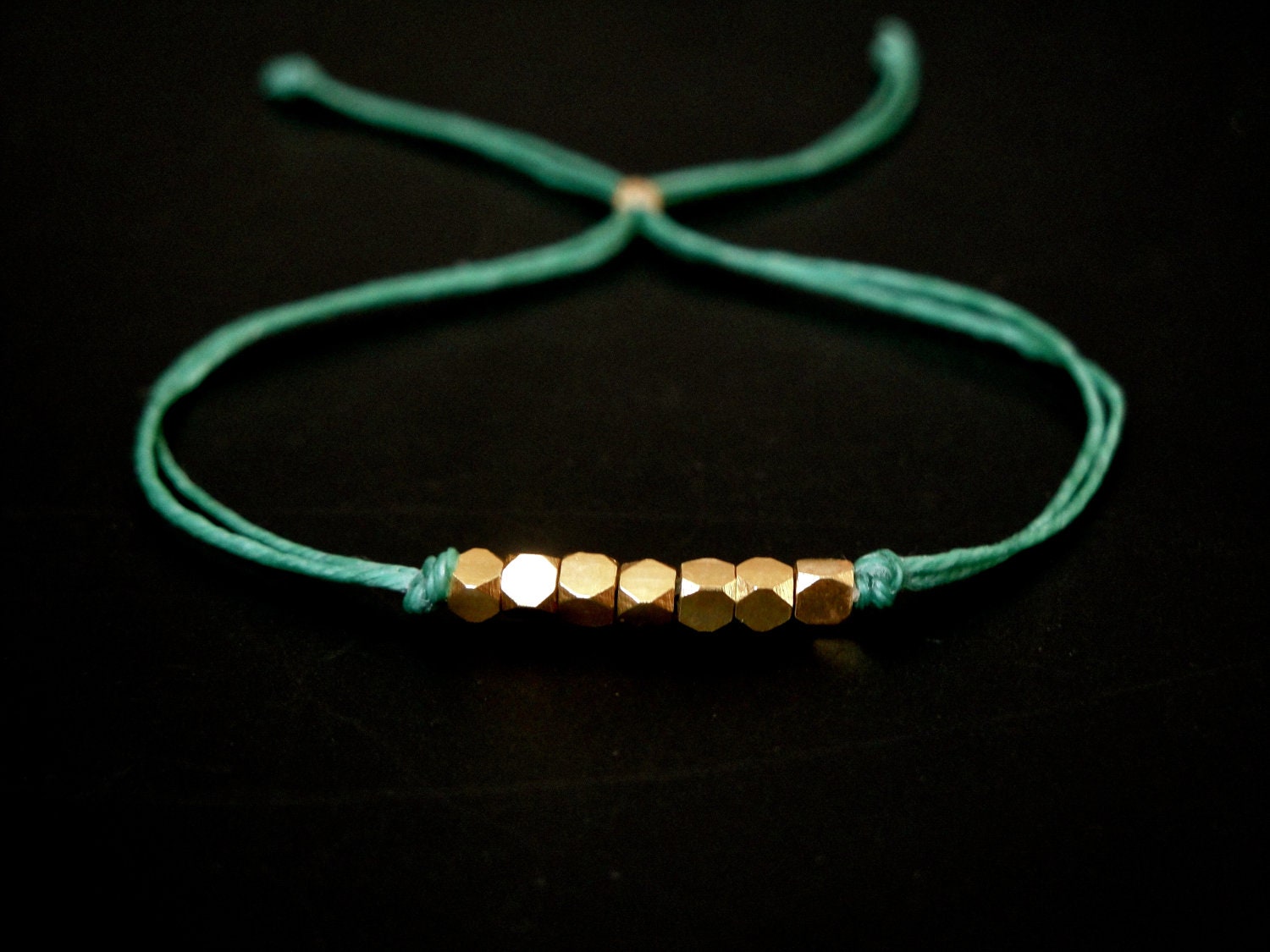 wish bracelet - ultramarine green with faceted gold vermeil beads - aimeepawluk