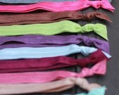Elastic Headbands  - Set of 10 - Assorted Colors - 65 Colors Available - You Choose Color and Size - Baby to Adult