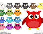 16 Owls Digital clip art  for Personal and Commercial use - INSTANT DOWNLOAD
