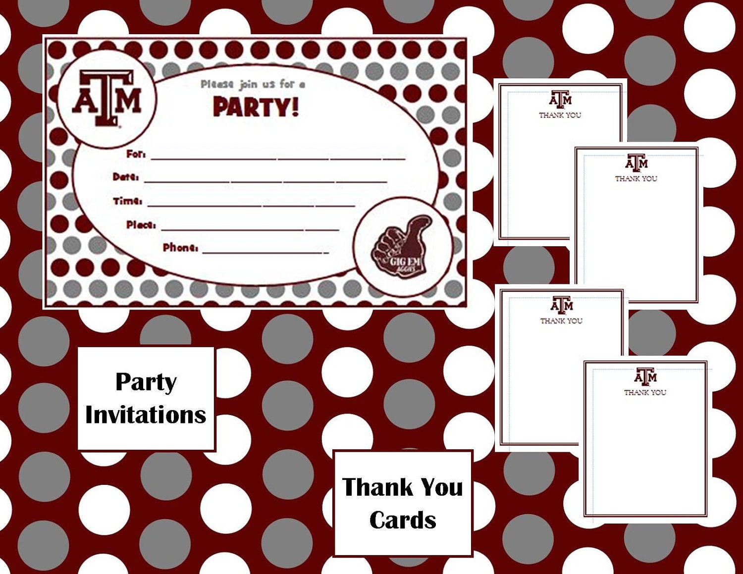 Texas A&M Aggie Printable General Party Pack