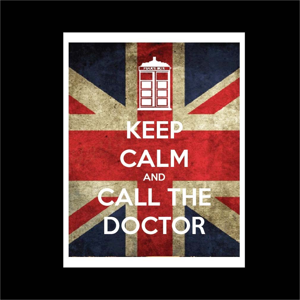 Doctor Who Art, Keep Calm And Call The Doctor Print, Tardis Union Jack Wall Art 8x10, Geeky Home Decor