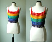 june pride month, crochet rainbow crop top. one available ready to ship. size s/m