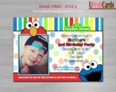 DIY PRINTABLE - Sesame Street - Elmo and Cookie Monster - Personalized Photo - Digital Printable Invitation 4x6 or 5x7 JPEG