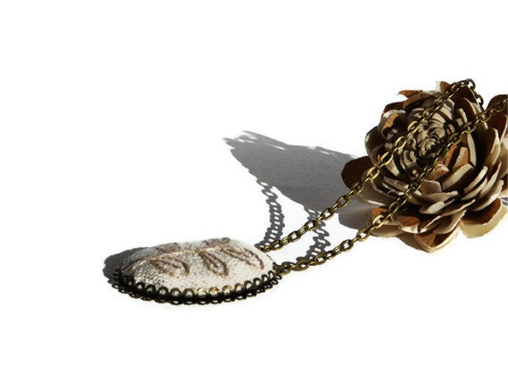 Embroidered Pendant Embroidery necklace Rustic jewelry