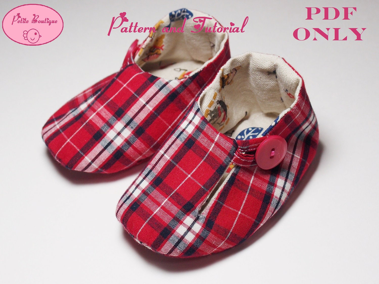 Baby shoe pattern - Red Plaid Loafer