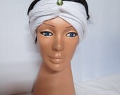 Turban Twist Headband with button // Flexible headband with button // Twisted workout hairband with button