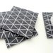 Grey Triangle Coasters - Set of four - White Triangle Pattern on Charcoal Wool Felt