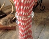 Red and White Vintage Paper Straws