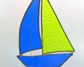 Stained Glass Sun Catcher Boat Nautical Sailboat Suncatcher