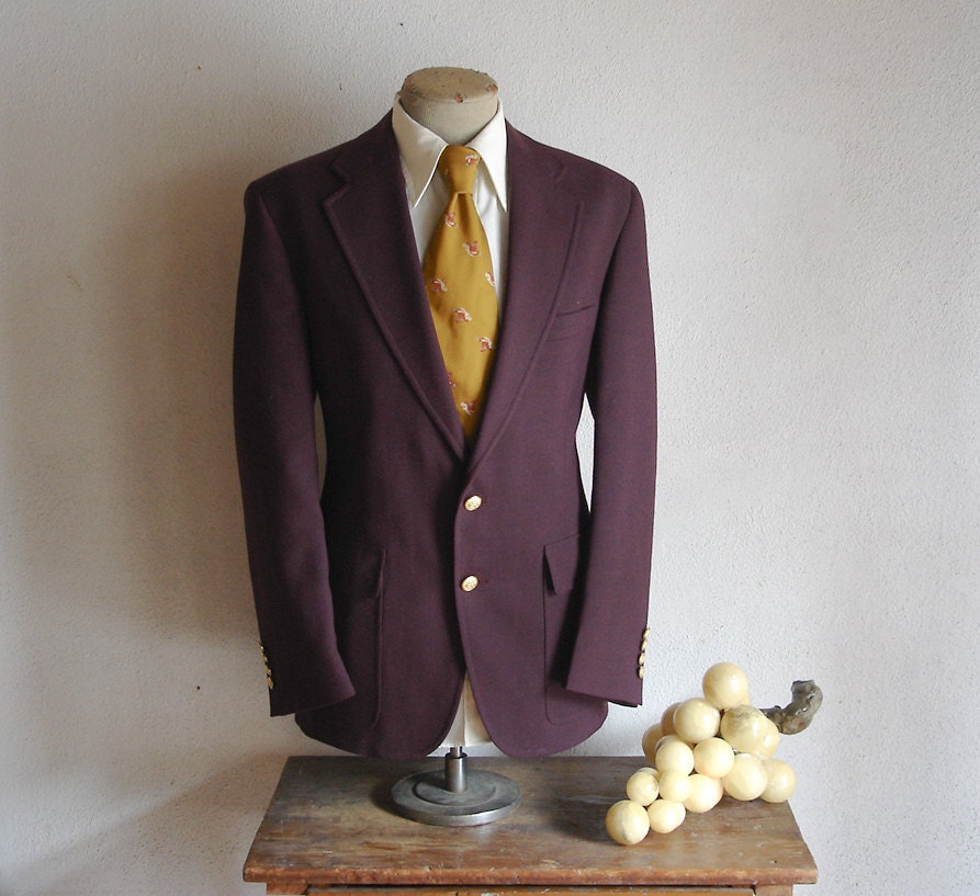 1970s Eggplant Suit Jacket 70s Vintage Mens by TheNakedManVintage