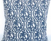 Blue Decorative throw Pillow Cover navy 18x18 kimono same fabric front and back FREE SHIP