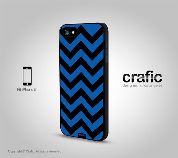 iPhone 5 Case - Black & Blue Chevron