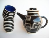 Teapot Set with Black and White Ladder design