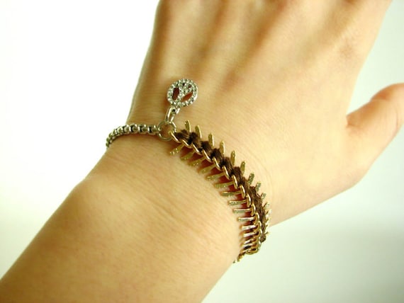 fishbone chain bracelet-Brown-Shipping with tracking