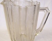Jeannette 40s 50s 60s Glass Crystal Clear DEWDROP 7 1/2 Inch High Flat Water Pitcher
