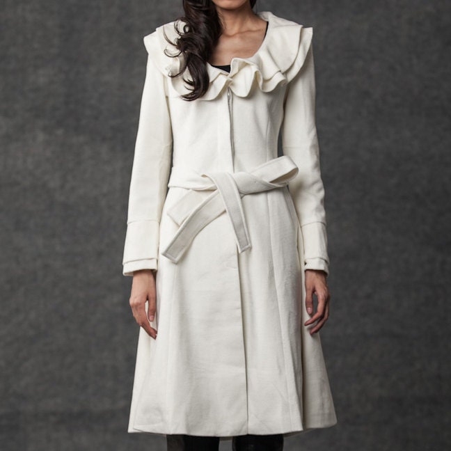 White coat double collar cashmere coat (036) - YL1dress
