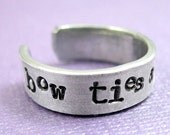 Bow Ties are Cool - Doctor Who Inspired Hand Stamped Ring - Adjustable Aluminum