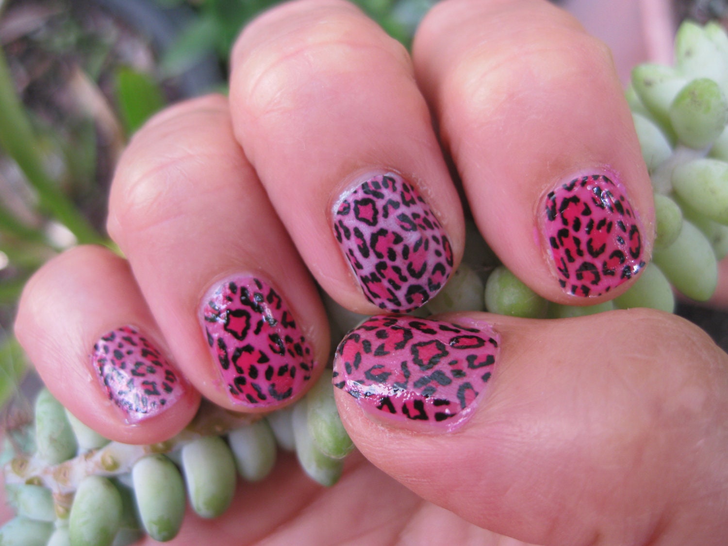 rawr PINK LEOPARD PRINT grrrrrrr nail decals lovely and wild
