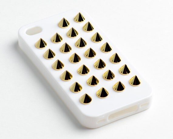 Studded iPhone Case - White Case with Gold Studs