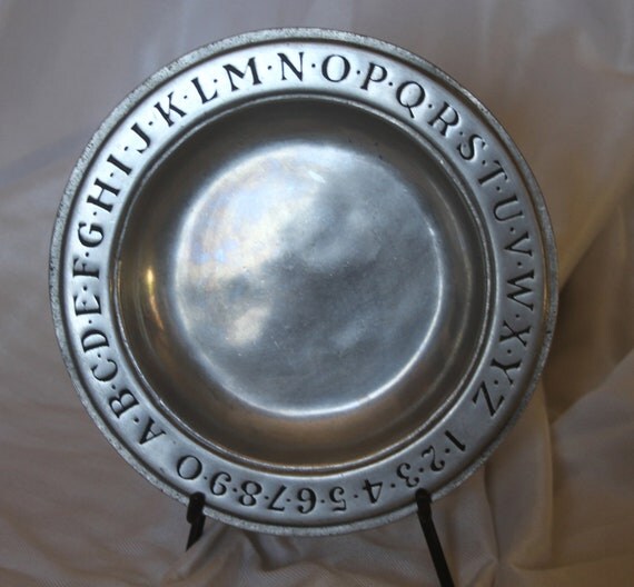 Pewter ABC 123 Baby Plate by JujubefunnyFinds on Etsy