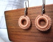 Small crocheted circle earring