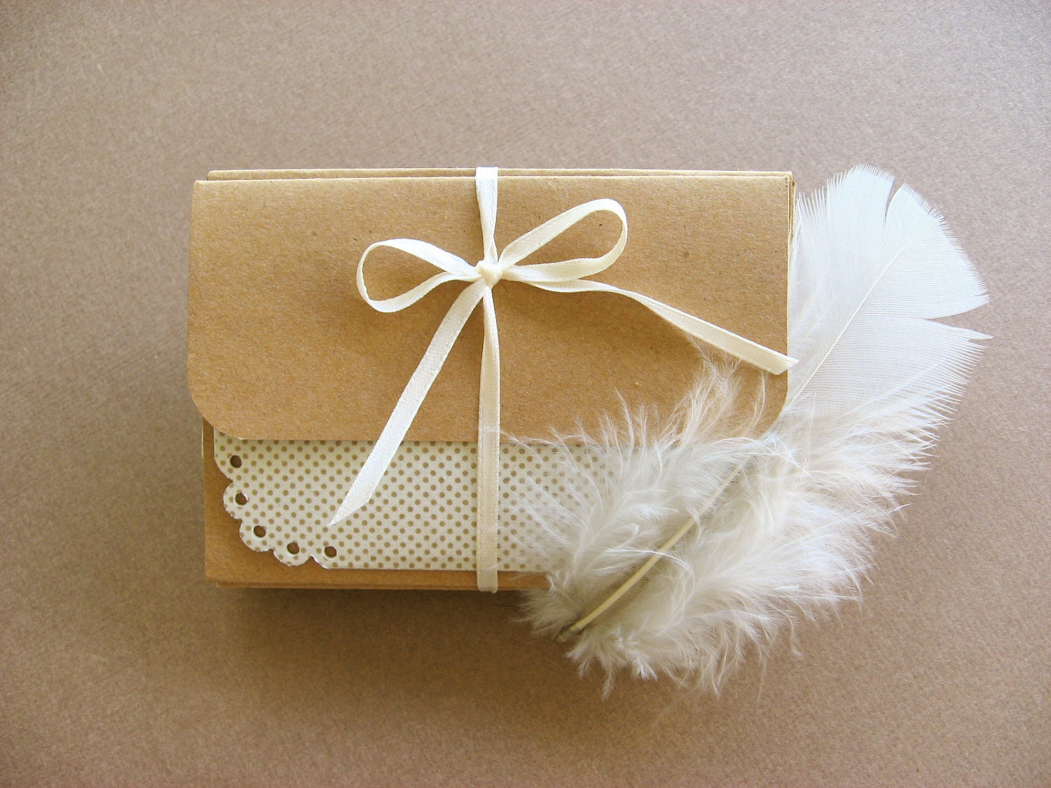 Mini Note Cards Blank With Envelopes - Set of 8- Doily Edged in Pretty Neutral Tones