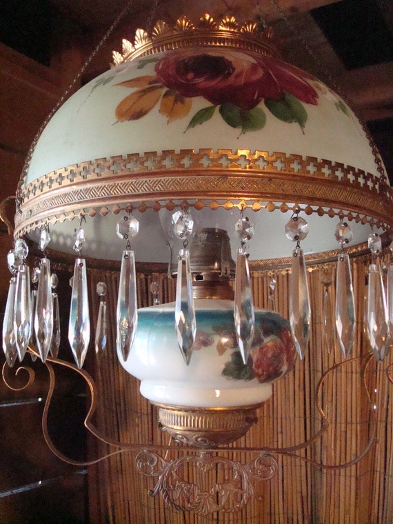 Antique Victorian Hanging Parlor Lamp by cbsh on Etsy