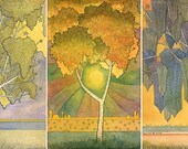 Print art - Birch triptych - 7 x 10