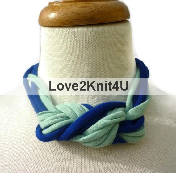 Mint Green, Royal Blue Womens Necklace Tribal Jewelry Sailor's Knot Nautical Rope Choker Chunky Braided Necklace by Love2Style4UFashion