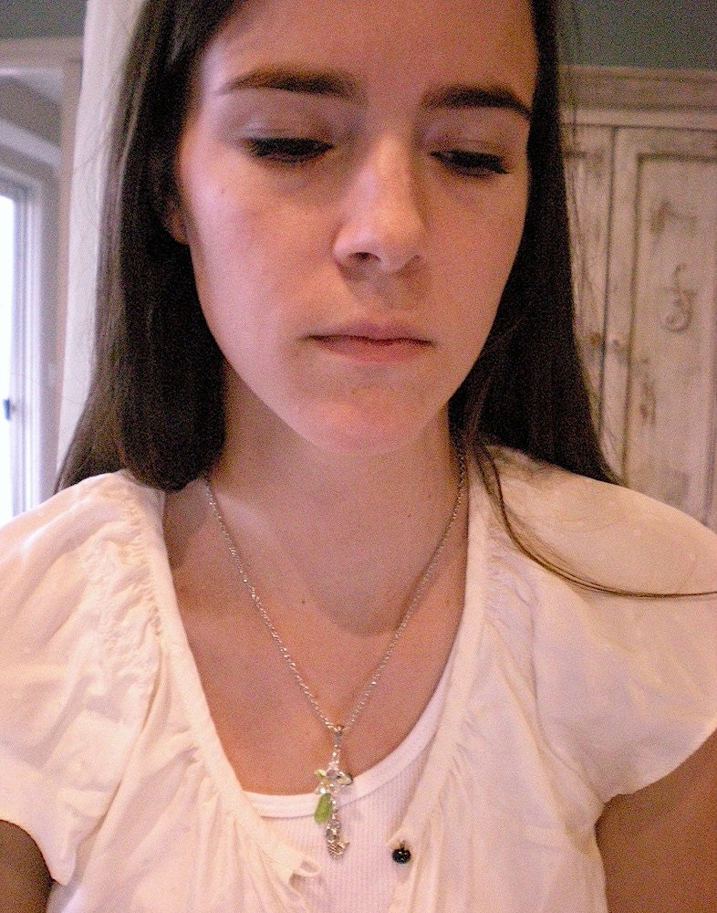 Beach Glass Necklace Mermaid Crystal Starfish