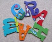 Hand-Painted Wooden Dr. Seuss Letters for Nursery or Play Room