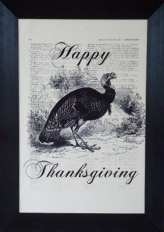 TURKEY Thanksgiving print autumn illustration on an vintage dictionary page ANTIQUE artwork turkey art print turkey mixed media(314)