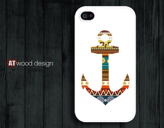 unique iphone case iphone 4 case iphone 4s case iphone 4 cover anchor graphic atwoodting design