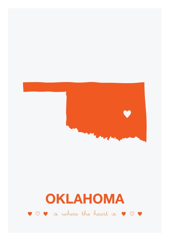 Oklahoma is where the heart is / States Map / Personalized gift / Orange / BUY 2 Get 1 Free