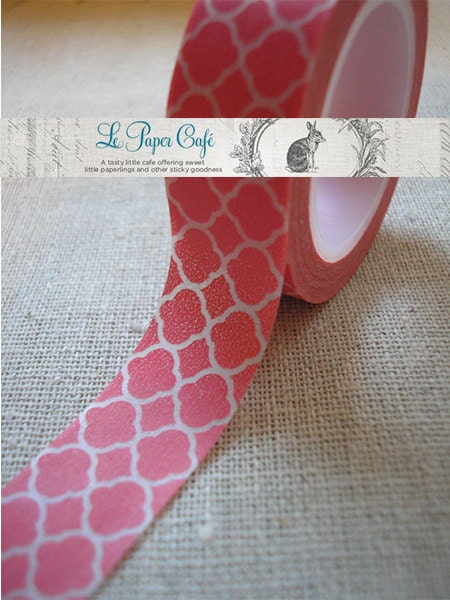 CORAL DAMASK Washi Tape - Decorative Pattern Masking Tape - 15mm x 10m