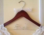 Ready To Ship - Bride or I Do Personalized Wood Silver Wire Wedding Dress Hanger - Ships SAME Day