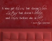 Marilyn Monroe Wise Girl Kisses but Doesnt Love Inspirational Women Vinyl Quote Art Saying Decoration Wall Lettering Decal Sticker Decor I85