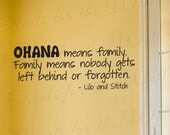 Lilo and Stitch Ohana Family Disney Girl or Boy Room Kid Baby Nursery Vinyl Wall Decal Lettering Art Decor Quote Sticker Decoration B85