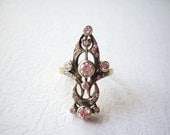 Vintage Style Antique Style Ring, Look-like Diamond Engagement Ring, Rose Gold & Silver, Filigree Statement Ring, Free Shipping EU, US, CAN