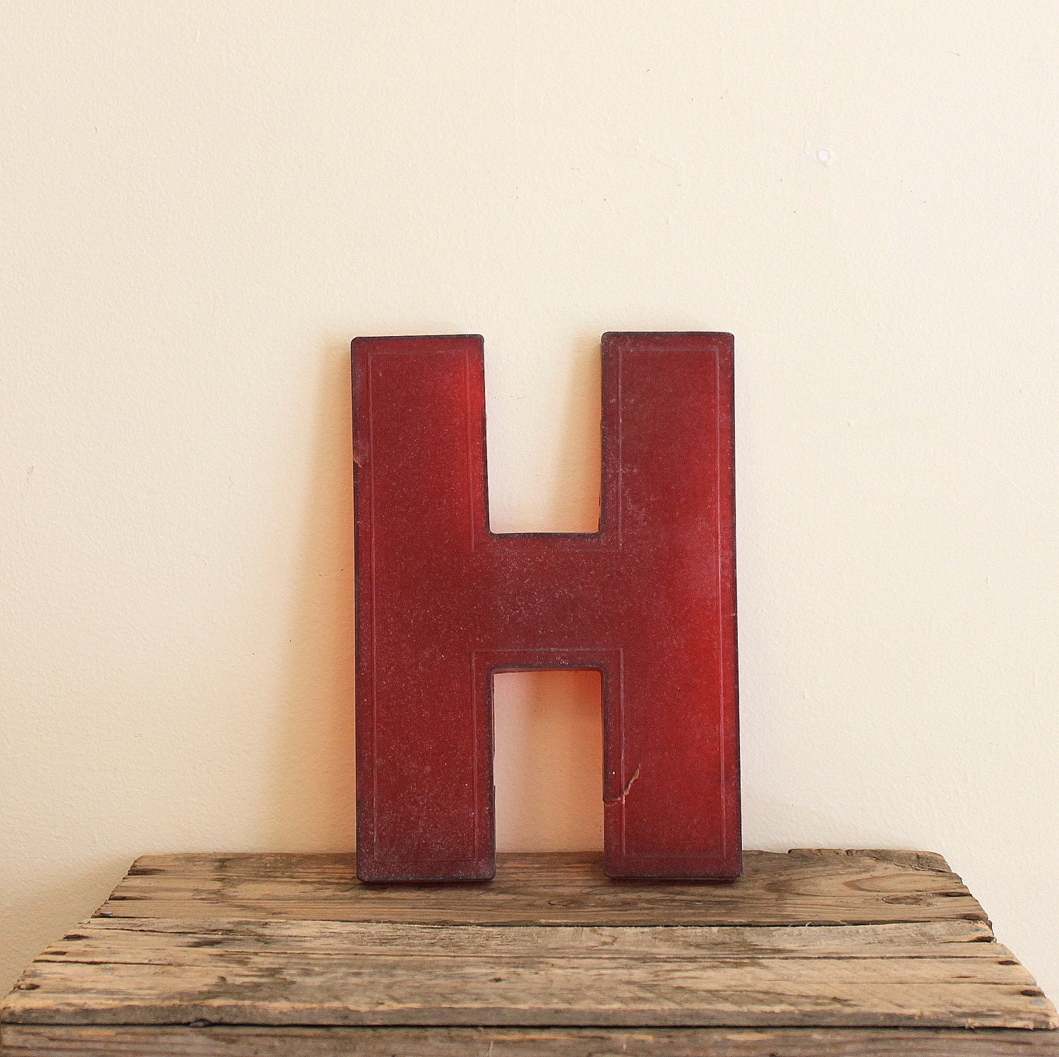 Vintage Letter H - Red Movie Theater Marquee