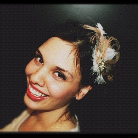 Peacock and Ostrich Feather Fascinator for the Bride in White