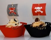 24 Pirate cupcake wrappers/topper PRINTED with name/age