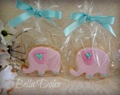 Sweetly Sleeping Pink and Blue Baby Elephant Cookies - 1 Dozen (12) Baby Shower Favor - Birthday Gift - Turquoise