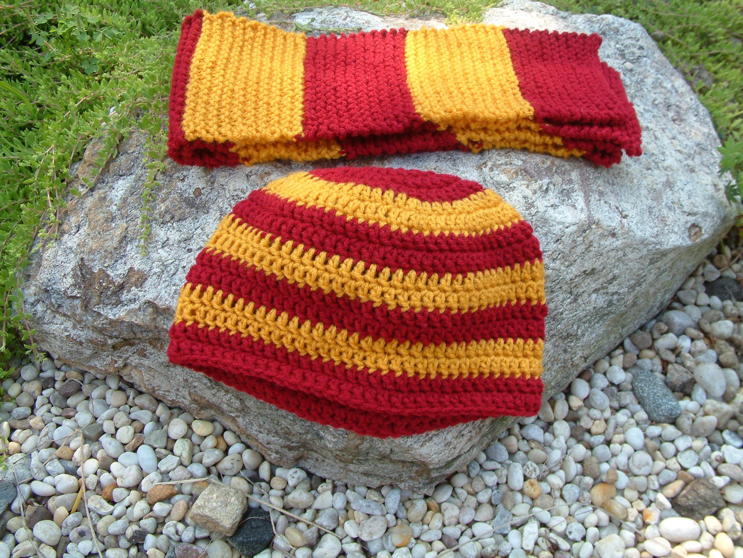 Scarf and Hat Combo Set (Crocheted Hat and Knit Scarf)