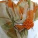 Silk Crochet on large Chiffon Scarf original hand painted design