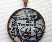 Townsend Montana Antique Map Necklace Pendant